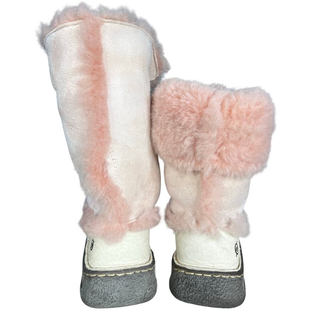 Born Women’s Pink Shearling Cream Leather Winter Boots Size US 9 - Picture 8 of 10